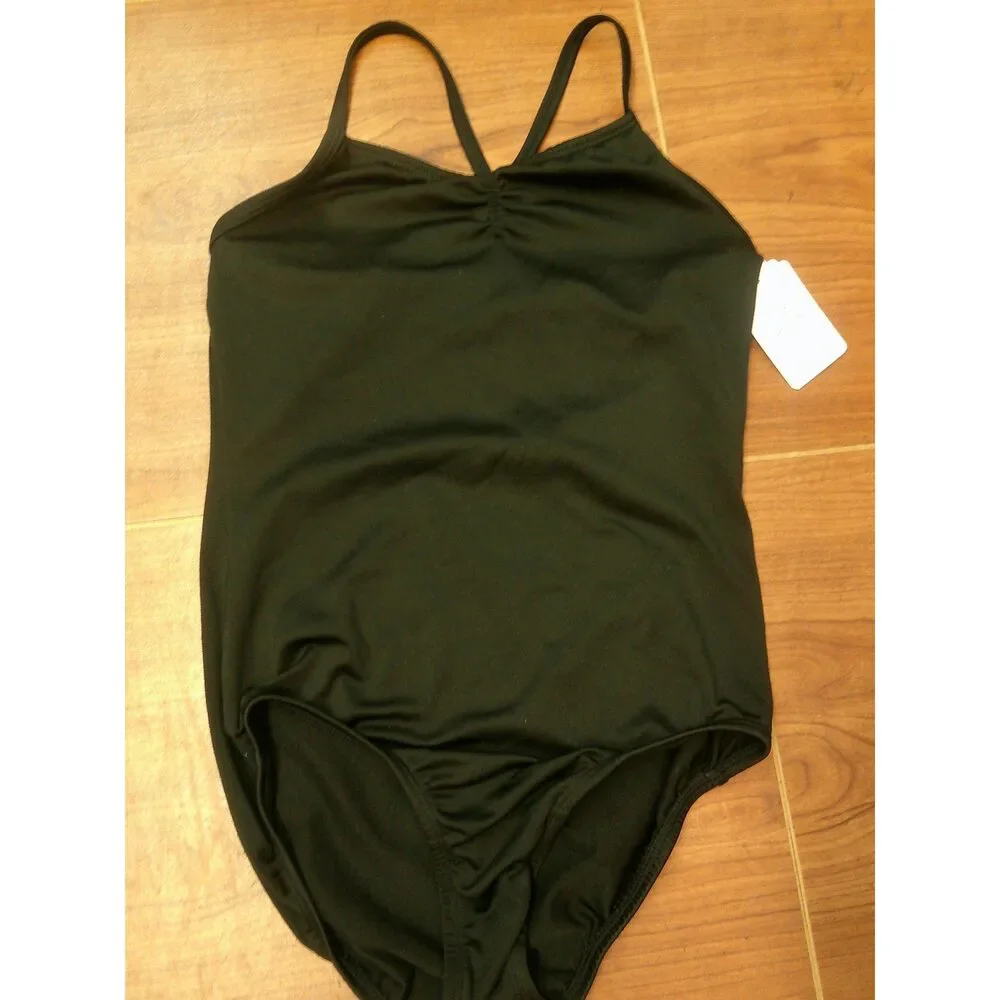 Pre-Owned Dance Leotard Large Child Black Moret Lycra Camisole Crossing Back St